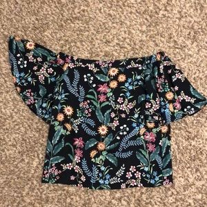 Black floral off the shoulder top